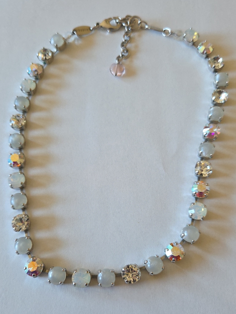 Sabika White Opal & Crystal Silver Necklace